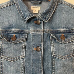 ~ Crewcuts 12 Kid's Jean Jacket Unisex Blue Buttons Girls Boys Stretch Denim